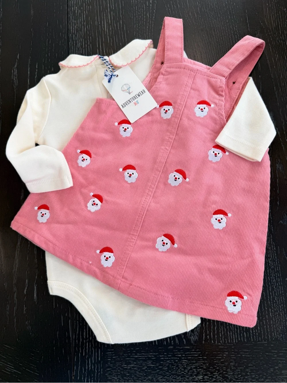 Pink Santa Corduroy Pinafore